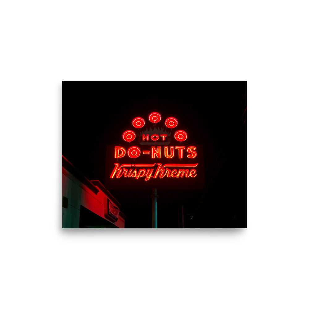 Krispy Kreme Sign at Night (Akron, OH)